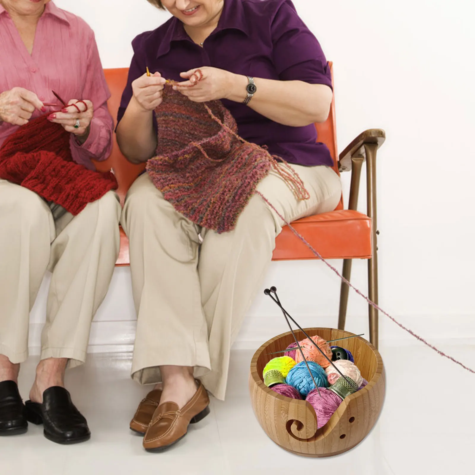 Деревянная миска из пряжи с крышкой органайзер для вязания крючком держатель