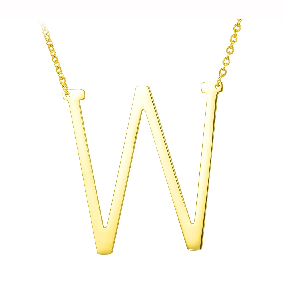 

New Arrive W Letter Necklace Stainless Steel Gold Color Name Pendant
