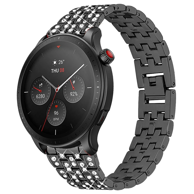 

20mm 22mm Diamond Watchband For Amazfit GTR 4 3 2 Smartwatch Metal Bracelet For Amazfit GTS 3 4 2 mini Wrsitband Bip 3 Pro Strap