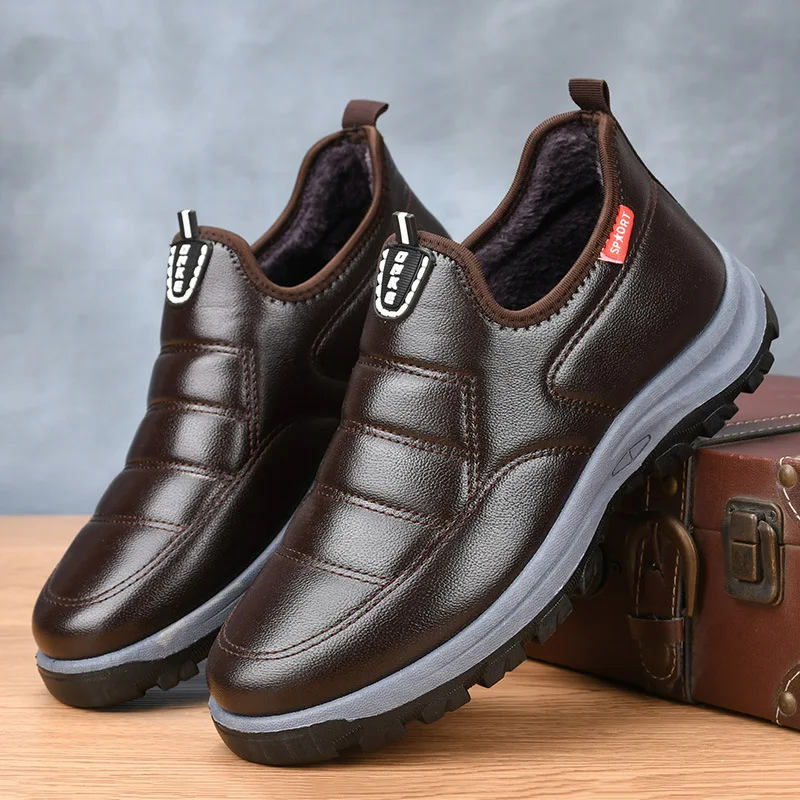 Зимняя повседневная обувь для пар Мужские стильные кожаные Повседневные