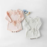 2022 baby rompers baby girl leaves cotton knitted wool conjoined clothing bag fart ah climb rompers clothes