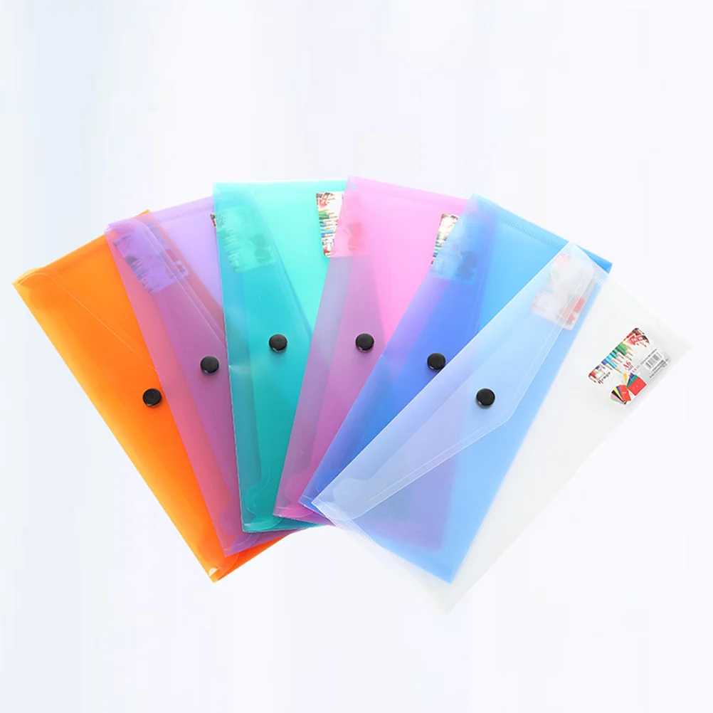 

6pcs A4 Plastic Document Folder Clear Document Plastic File Folders with Snap Button Storage Folder Organizer for School