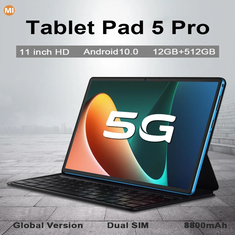 

Планшет New Pad 5 Pro, Android, 12 Гб, 512 ГБ, телефон с экраном 10,1 дюйма, 2K, ЖК-дисплей, Восьмиядерный процессор Snapdragon, телефон на базе Android
