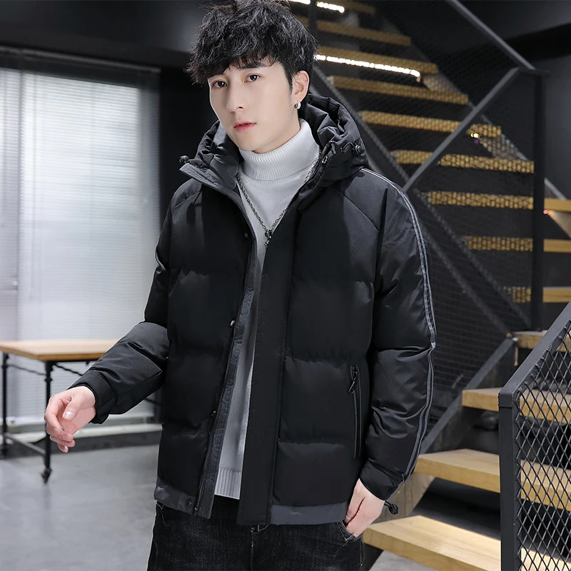 Winter Down Jacket Men Parkas Warm Solid Color Hooded Down Coat Windproof Padded Thick Duck Parka Snow Overcoat Outdoor Coat