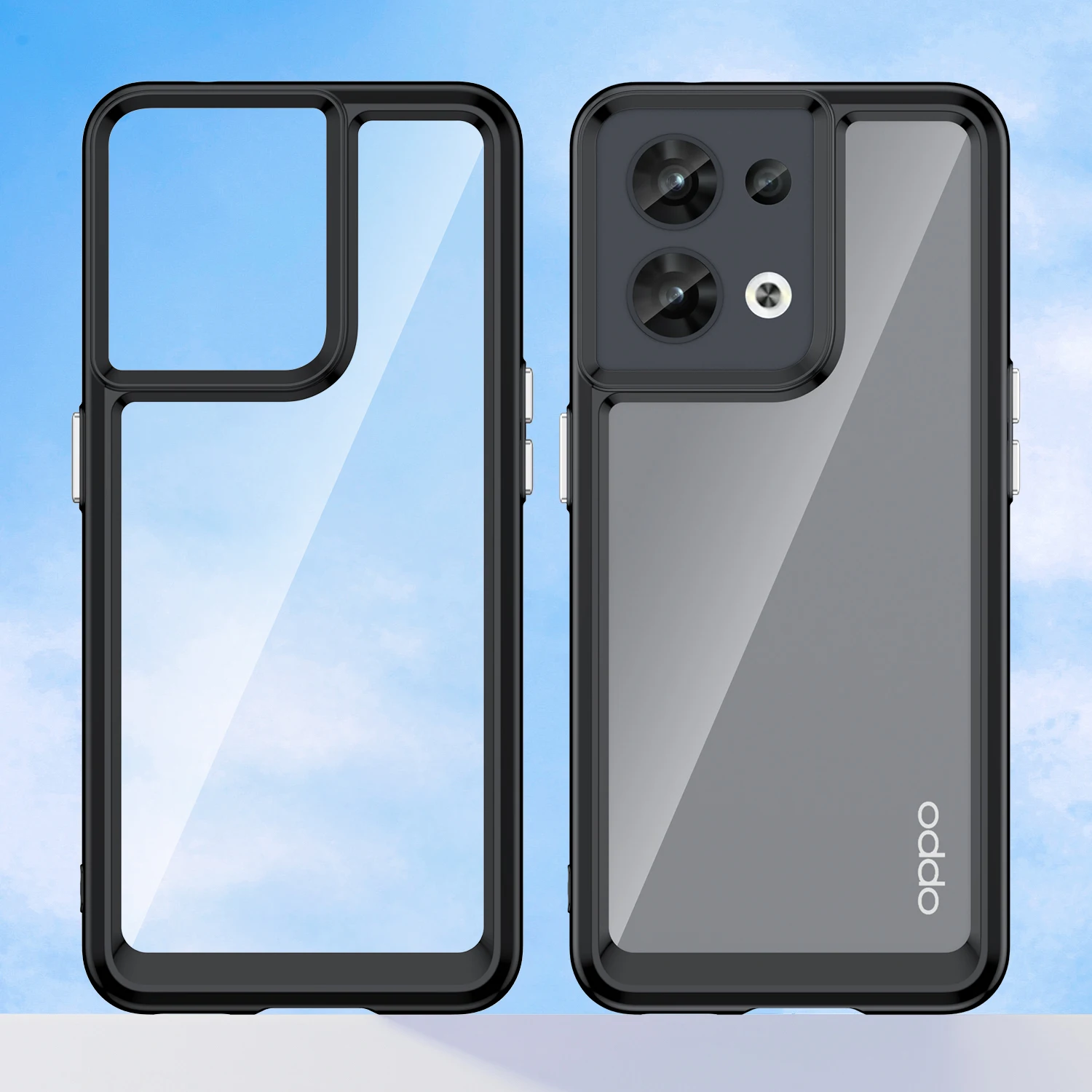 For OPPO Reno 8 5G Clear Case Reno 8 Cover Funda Shell Hard Translucent Soft Frame Shockproof Bumper For OPPO Reno 8