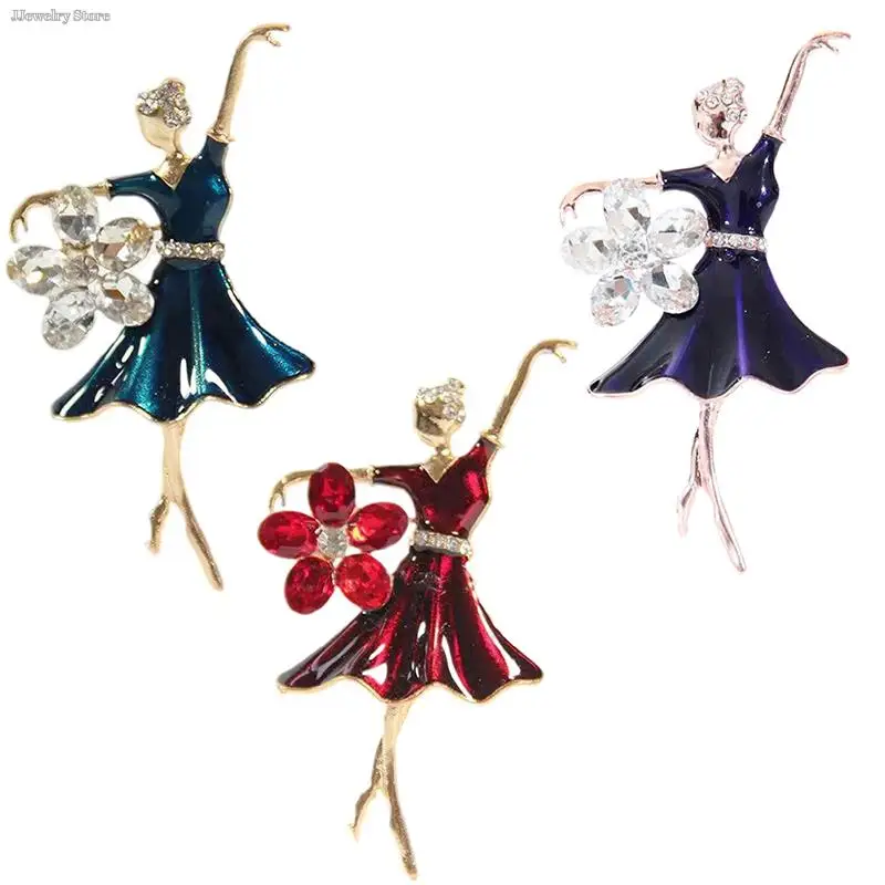 

1pc Ballet Girl Flower Dancer Crystal Brooches for Women Cute Pin High Quality Corsage Fashion Wedding Jewelry