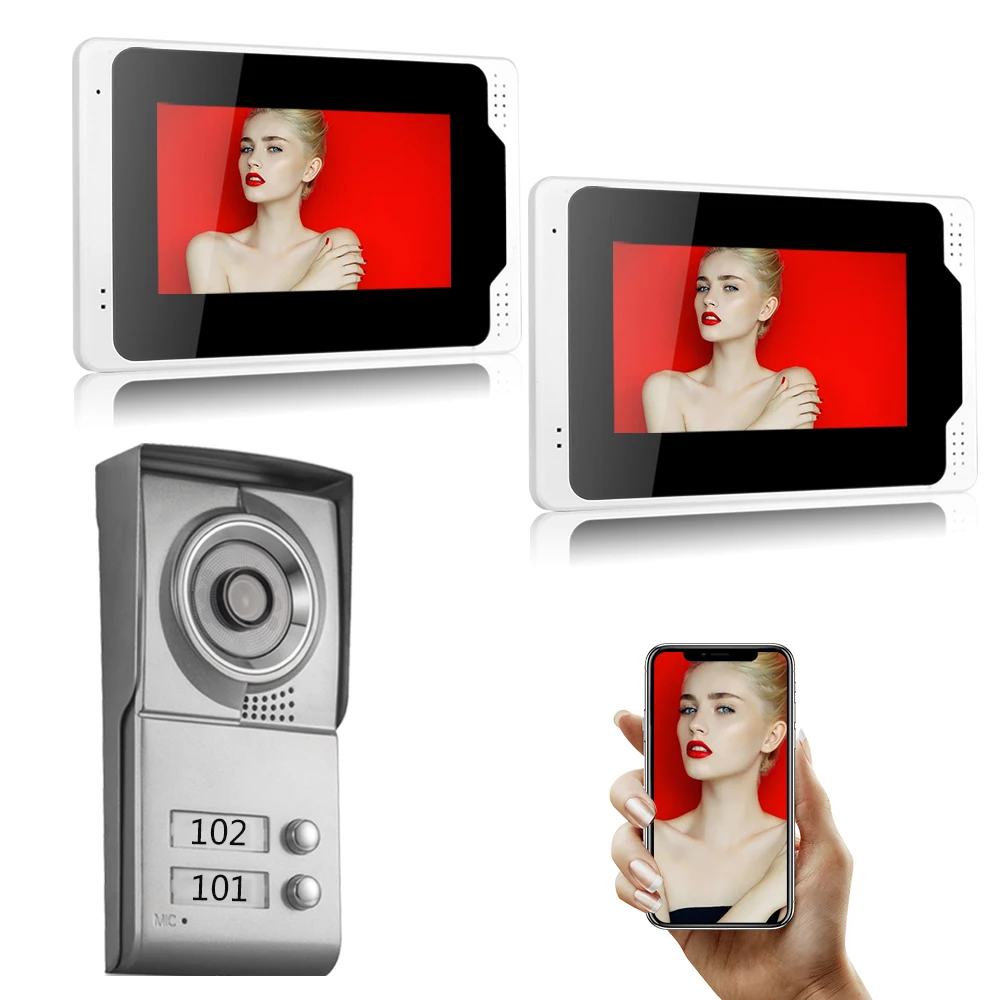 SYSD 7 inch Color Video Door Phone  Monitors Tuya Smart WIFI with 1 Intercom Doorbell 2 Houses for Multi Apartment/Home
