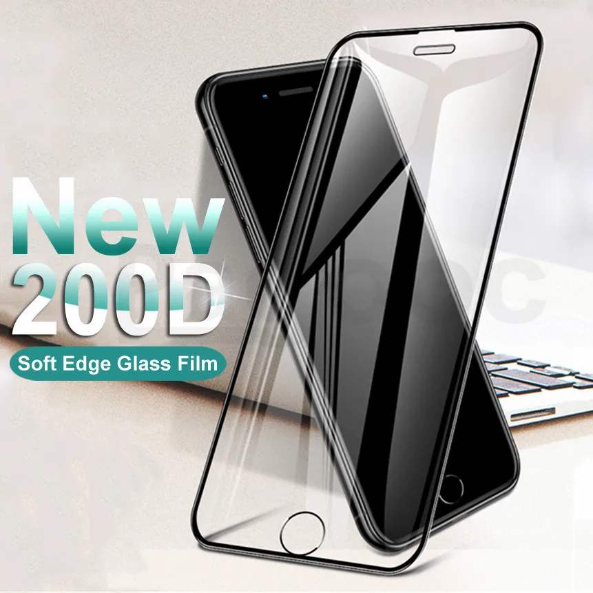 

200D Curved Edge Protective Tempered Glass On The For iPhone 6S 6 7 8 Plus X XS Glass XR 11Pro Xs Max Screen Protector Film Case
