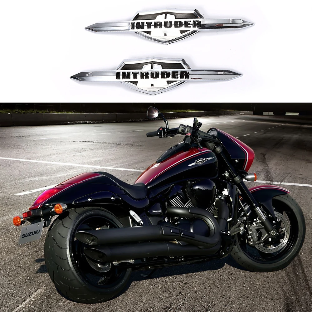 

1 пара наклеек на мотоцикл для Suzuki Intruder или пожалуйста, эмблема на бензобак, хромированная наклейка на бензобак