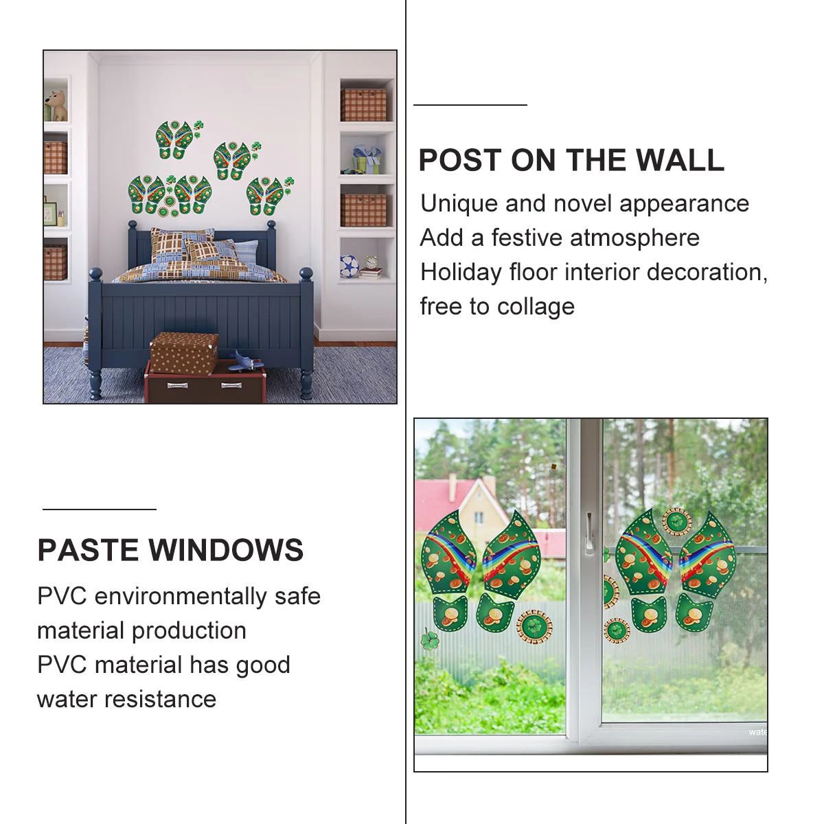 Наклейки на пол со следами наклейки день Святого Патрика противоскользящие