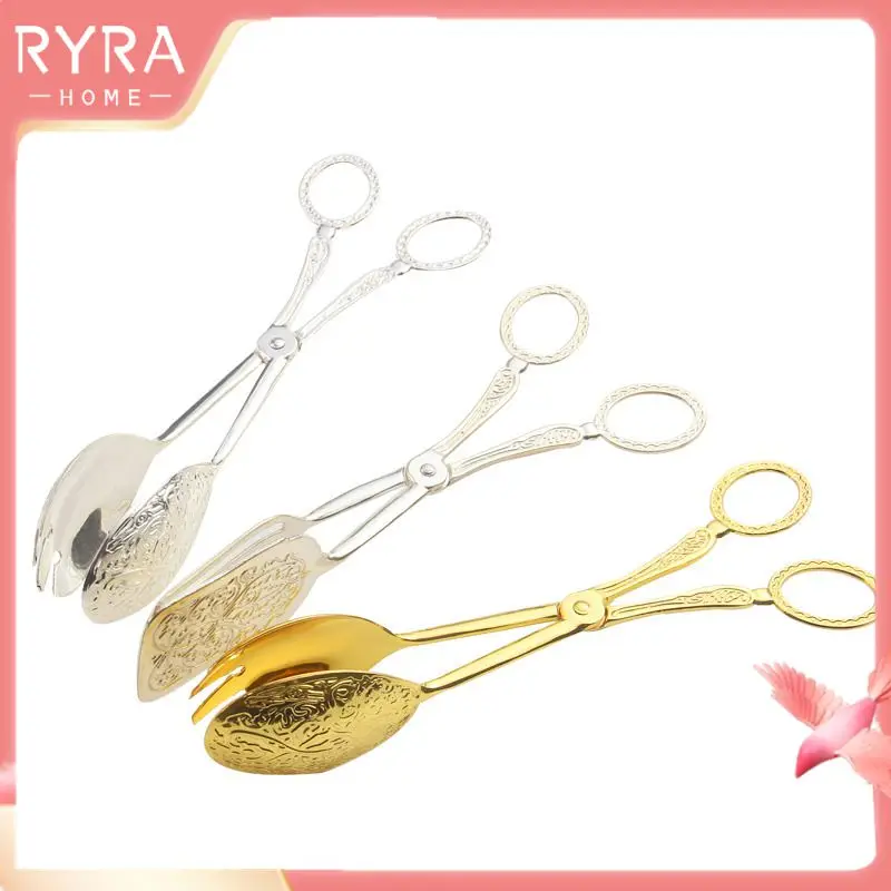 

Food Tongs Salad Bread Clip Pastry Barbecue Meal Clip Salad Fruit Kitchen Utensils Gilded Cake Tongs Kitchen Specialty Tools