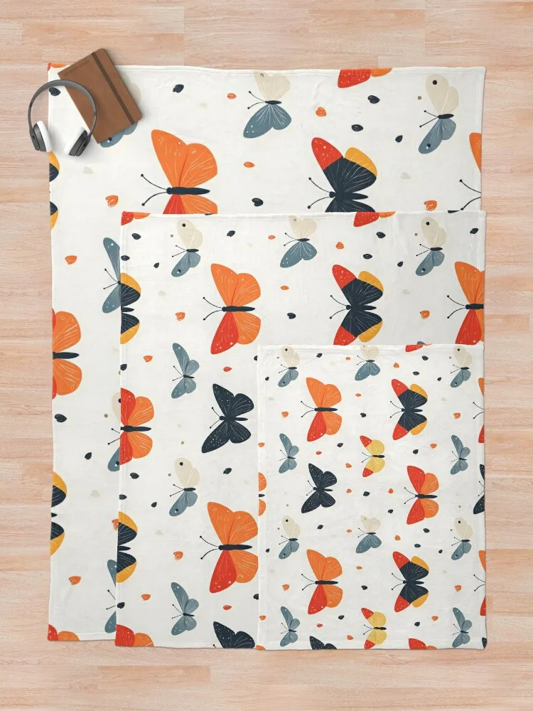 Whimsical Butterflies With Flowers And Hearts Garden |Colorful Design illustrati Throw Blanket