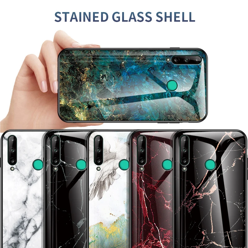 

Luxury Marble Glass Soft Silicone Frame Hard Cover For Huawei P50 P40 P30Pro P40Lite P20Pro Honor Play5T 4T Capa Fundas