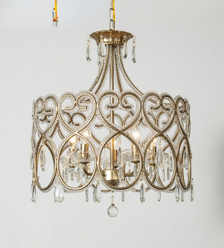 

Bedroom Chandelier Lamp in the Living Room American Dining-Room Lamp Heart-Shaped Creative French Crystal Lamp Romantic Princess