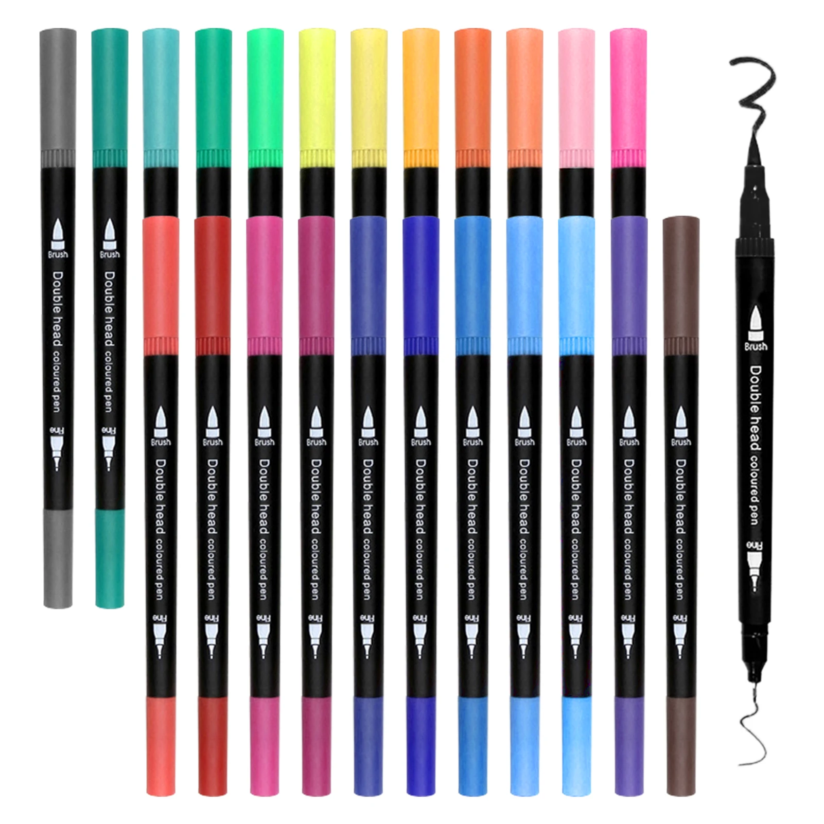

12/24/48pcs For Coloring Marker Pen Fineliner Kids Adults Lettering Painting Dual Tip Drawing Durable Watercolor Brush Beginners