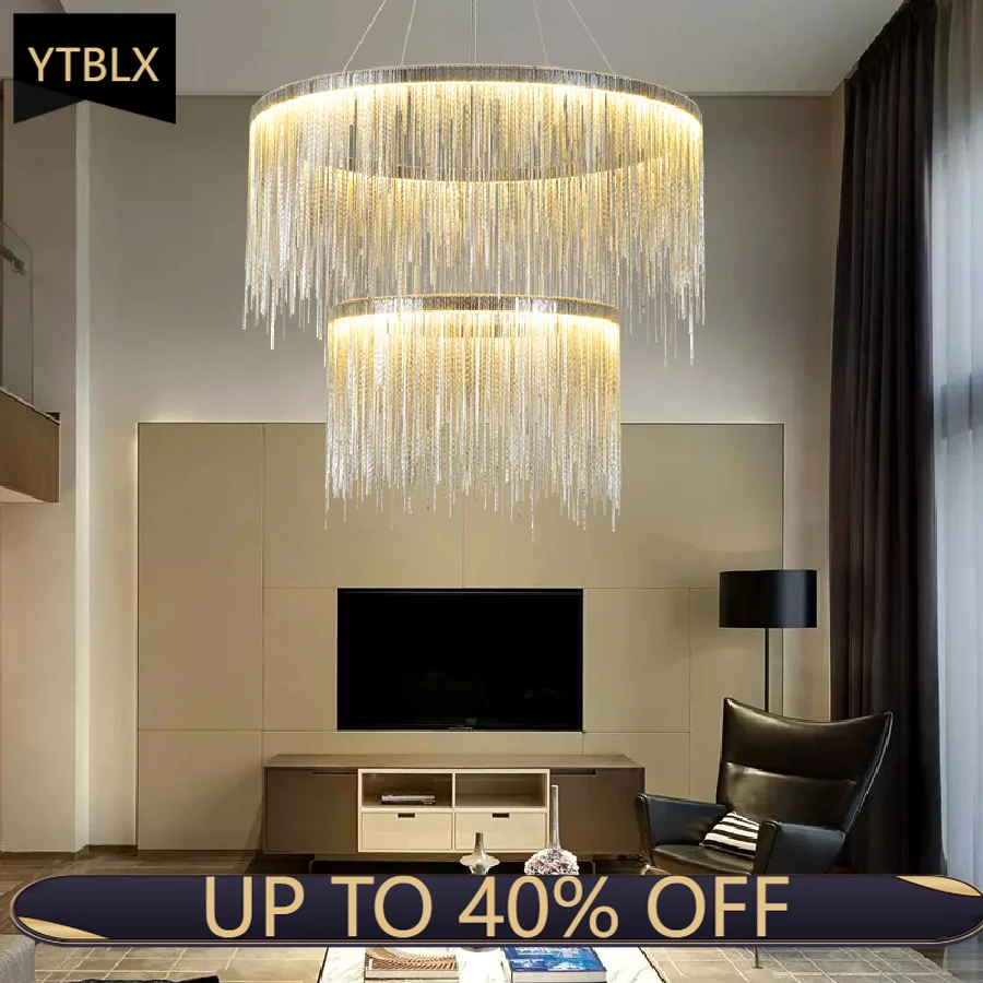

Modern Tassel Chandelier Chrome Led Indoor Decor Pendant Light For Living Room Restaurant Hotel Kitchen Island Lustre Lamp New