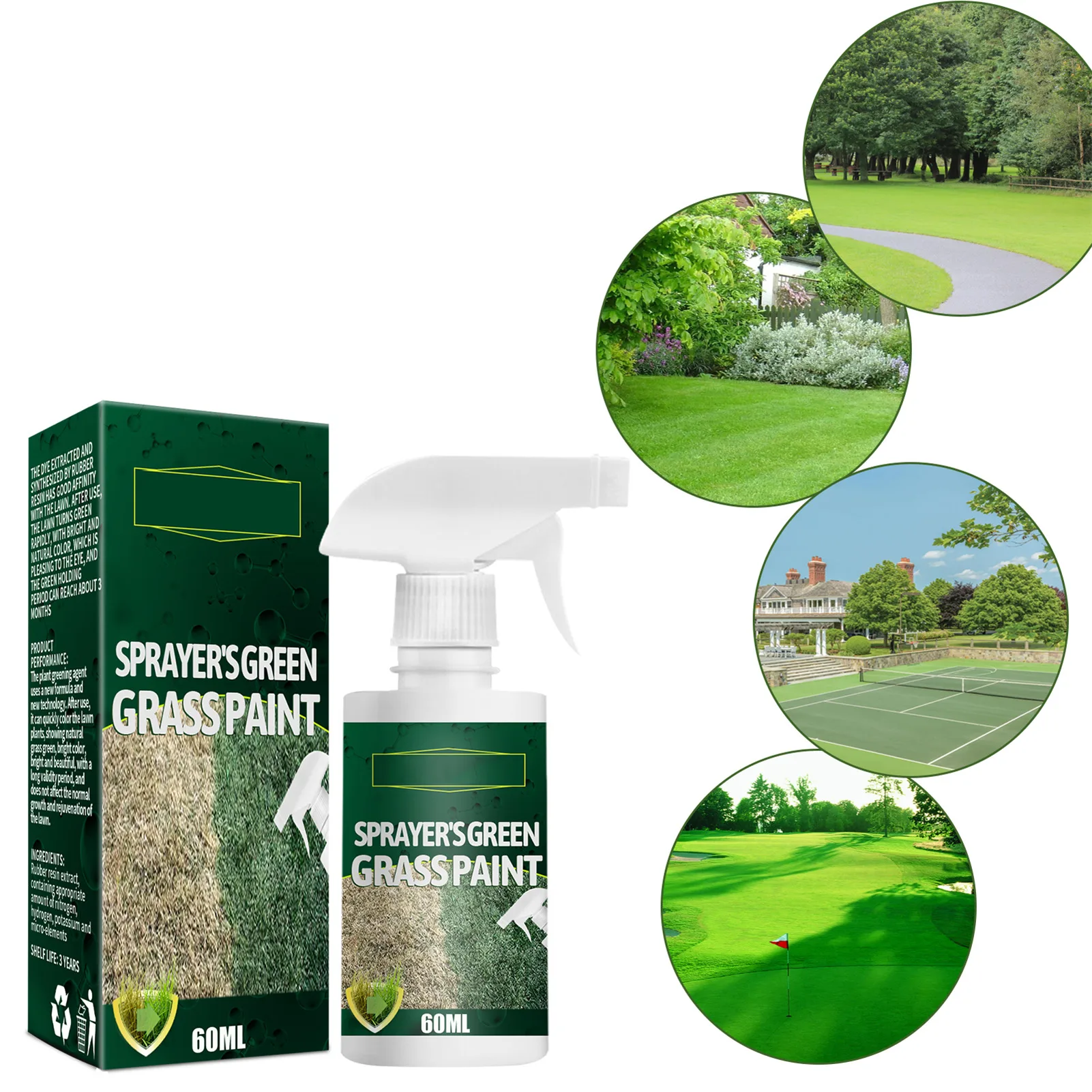 

Fast-Acting Green Grass And Turf Paint Sprayer Natural Pet-Friendly Lawn Colorant Turns Spots Green Again Environmentally