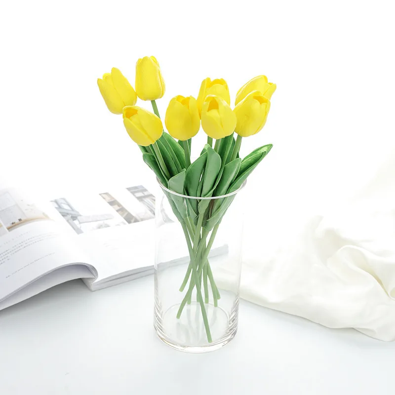 

10PCS Tulip Artificial Flower Real Touch Artificial Bouquet Fake Flower for Wedding Decoration Flowers Home Garen Decor