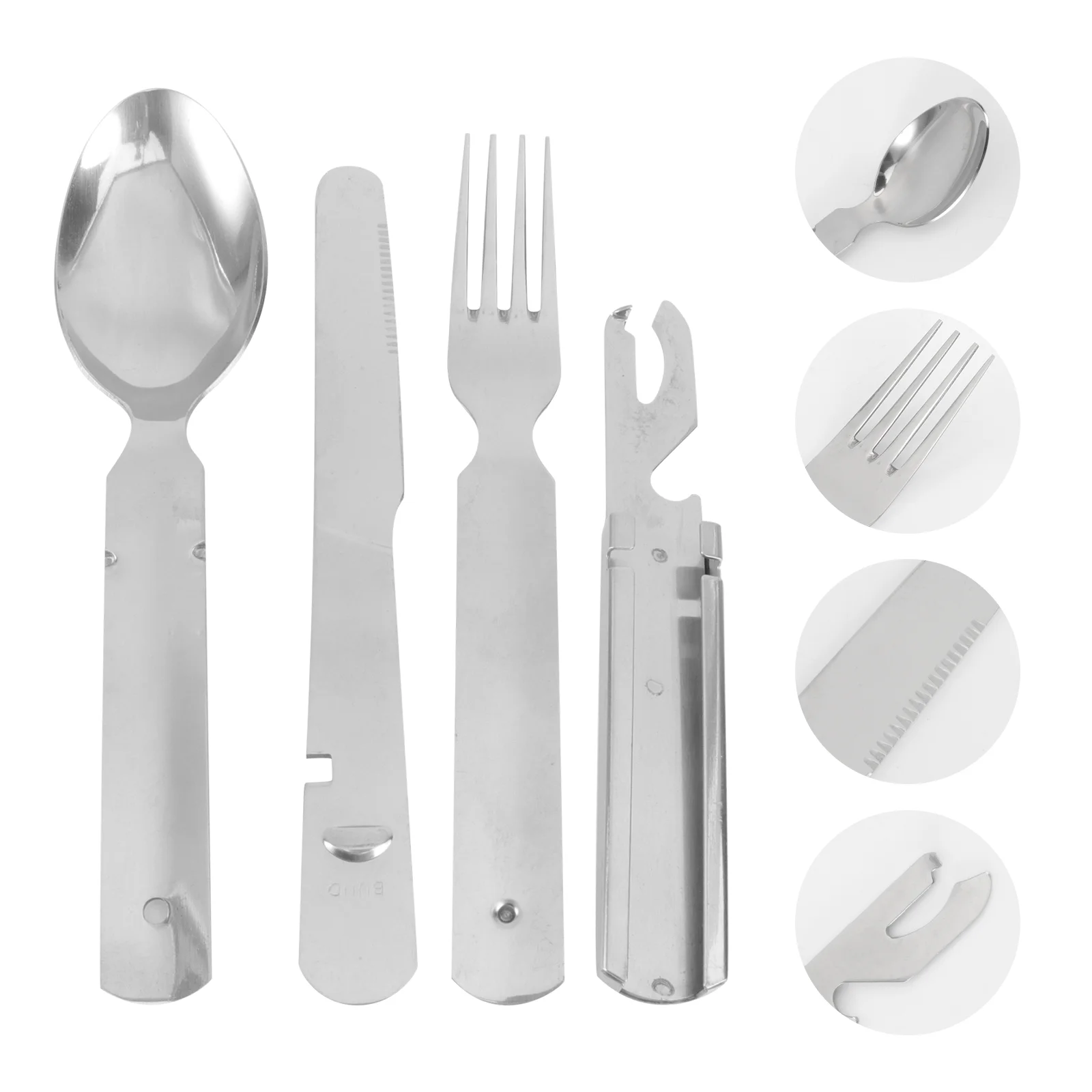 

4 Pcs Portable Metal Utensils Dinner Fork Stainless Steel Set Kitchen Flatware Teaspoon Set Camping Portable Silverware