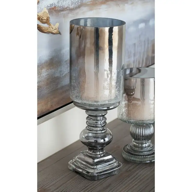 

Glass Handmade Turned Style Pillar Hurricane Lamp with Smoked Glass Finish Cat plush Cat posts