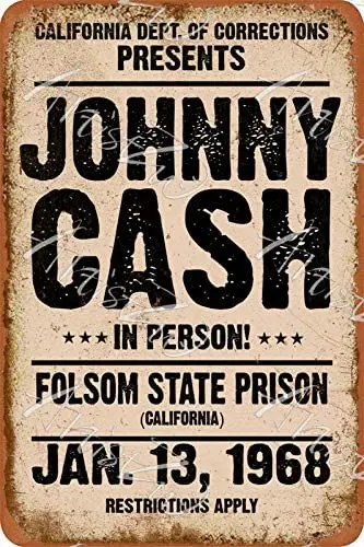 Aowotu металлический жестяной знак Джонни в стиле ретро 1968 наличные, винтажная тюрьма Фолсом для бара, музыкального дома