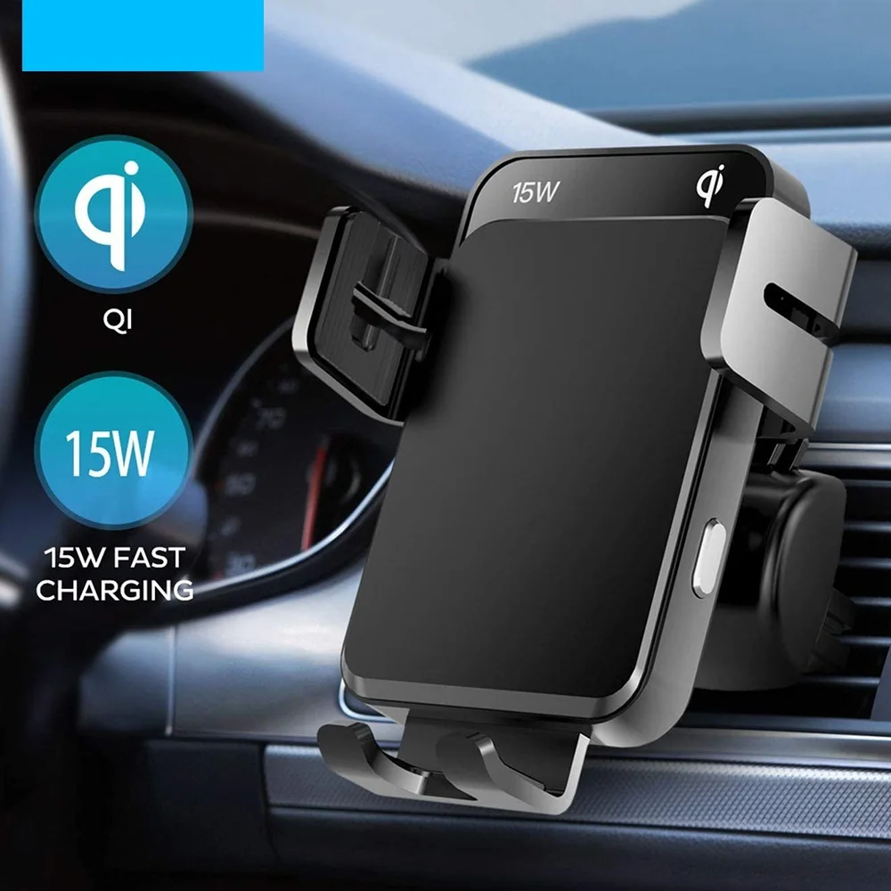 

Wireless Car Charger Mount 15W Qi Fast Charging Auto-Clamping Air Vent Auto-Alignment Car Phone Holder For iPhone 12 pro Galaxy