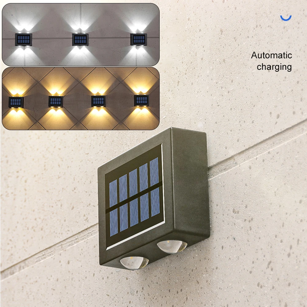 

2pcs 4LED Solar Light Outdoor Lighting Waterproof Wall Lamp Easy Installation Street Lamp Solar Garden Light Home Decoration