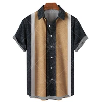 2022 hawaiian shirt men 5xl mens striped shirt 3d print fashion casual retro style short sleeved unisex shirt camisa manga curt