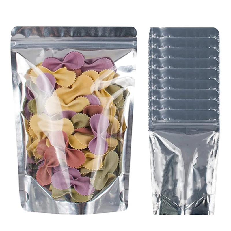 

100 Pack Resealable Mylar Bags For Food Storage 4.7X7.9 Inches Stand Up Pouches Clear Front, Gusset Bottom