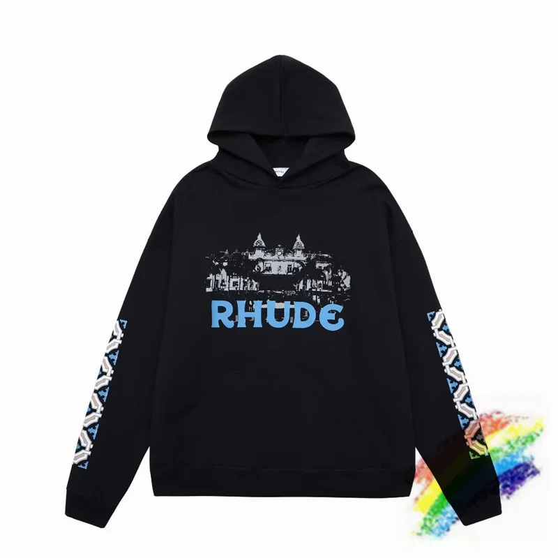 

Rhude Terry Hoodie Men Women 1:1 High Quality Oversized Castle Streetwear Rhude Pullover