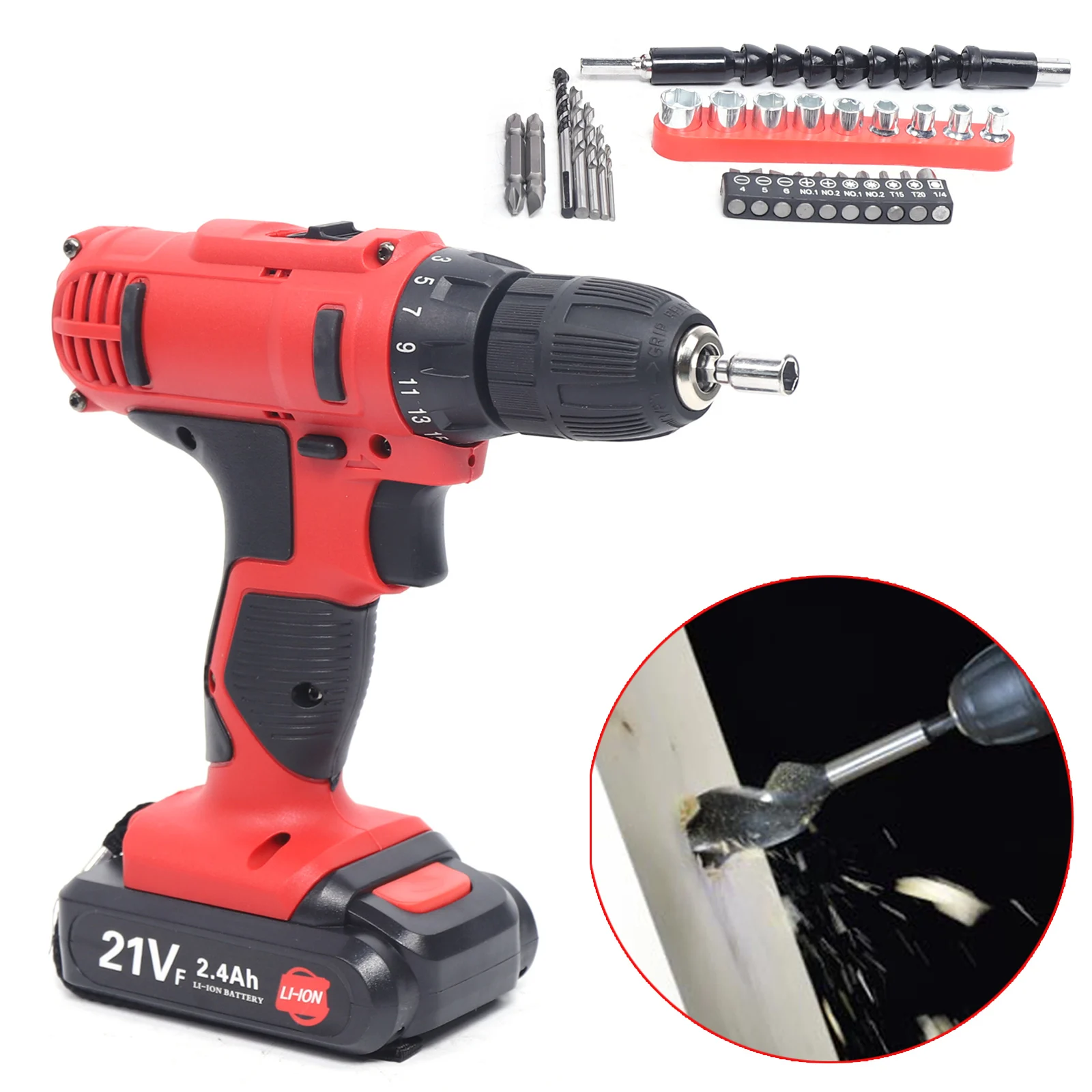 

Cordless screwdriver 2Gang LED 21V Drill Cordless screwdriver Drill Case