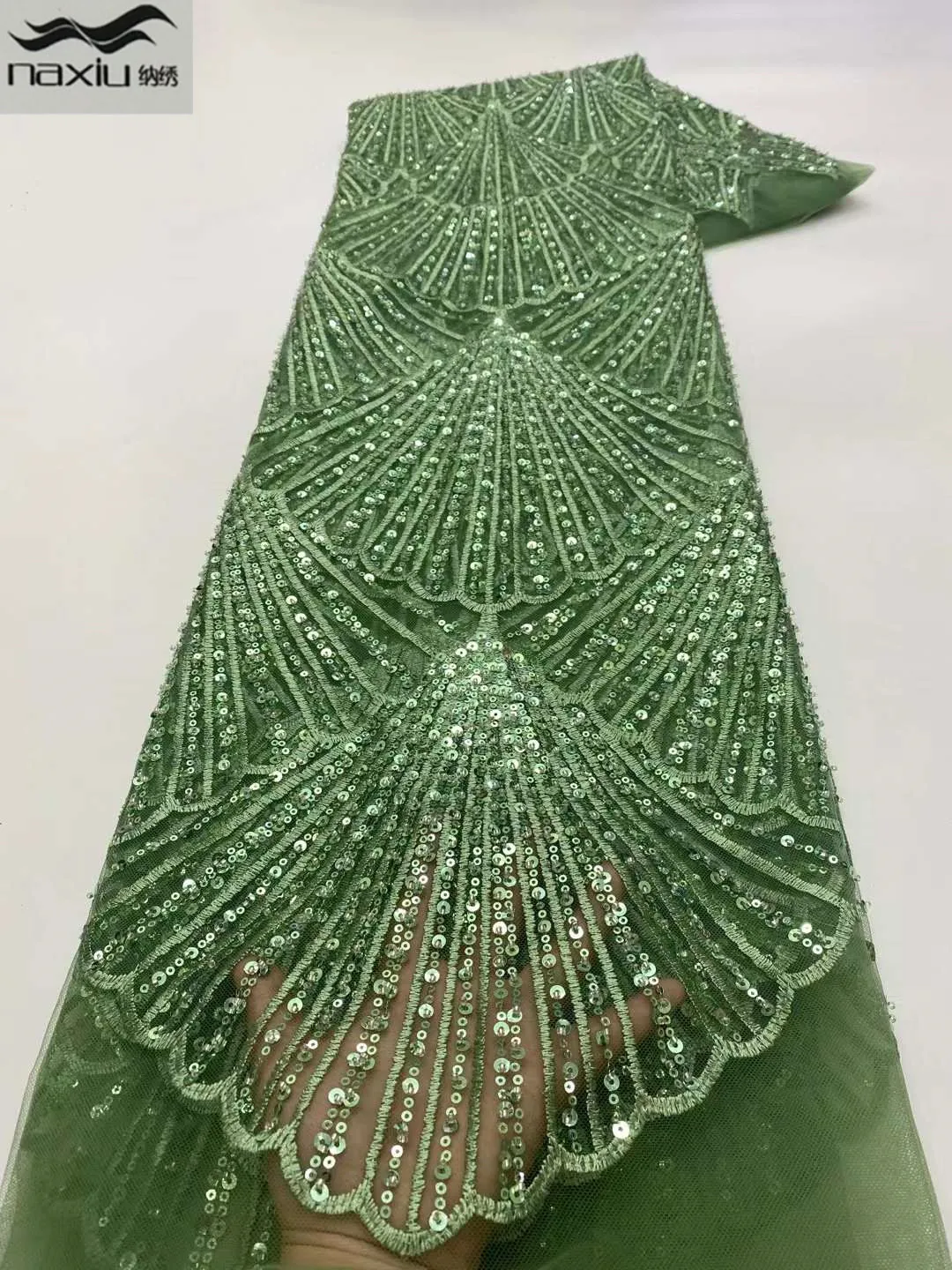 

Madison 2022 Luxury Sequins Lace Fabrics High Quality African Tube Beaded Tulle Fabric Embroidery Lace For Wedding Dress