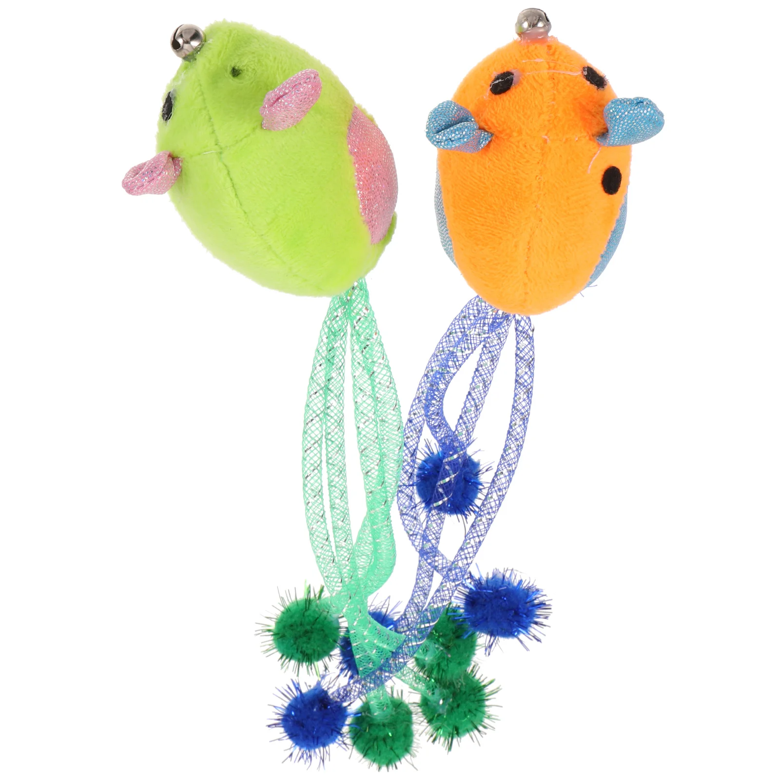 

2 Pcs Plush Figure Toys Cat Mouse Stuffed Indoor Wand Pets Scratching Plaything