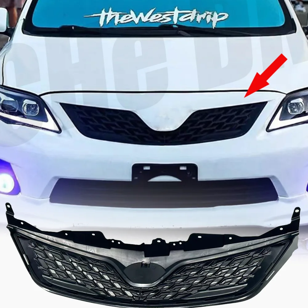 Фото Подходит для Toyota Corolla 10.5 поколения, модели 2010-2013 годов, передняя решетка радиатора, решетка из ABS-пластика. №2