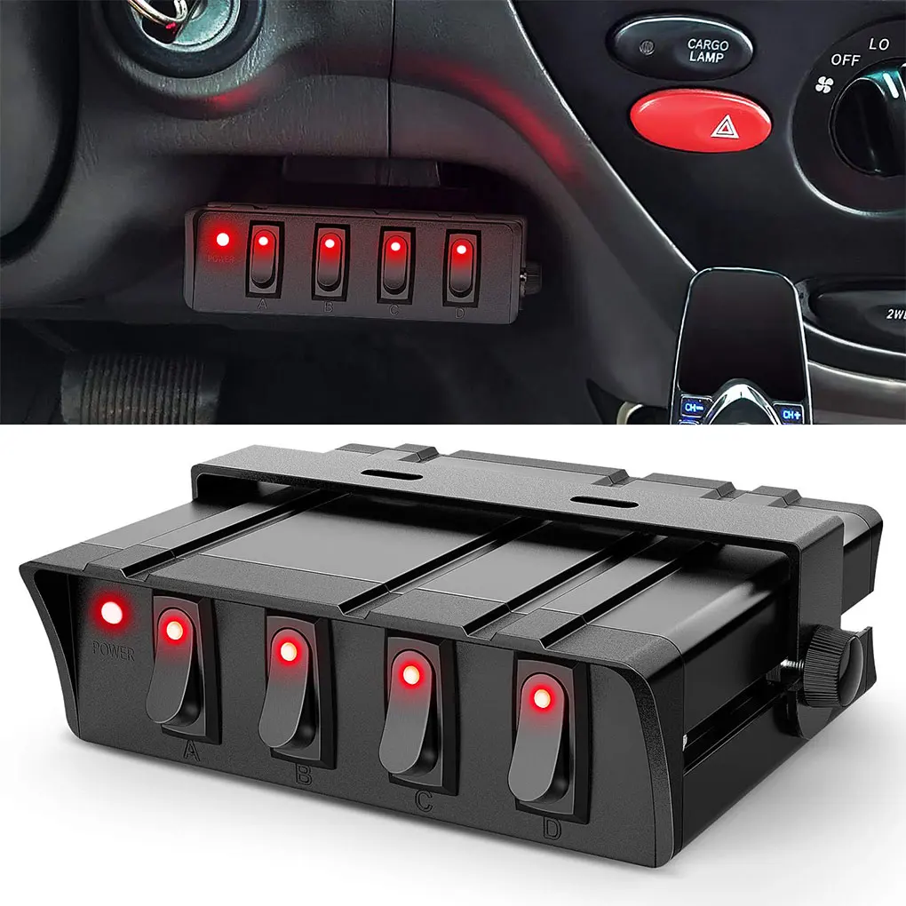 

Rocker Switch On Off Switch Box RV Lighting With LED Light Indicators Durable Compatible Functional