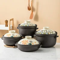 1.5-4.5L Ceramic Soup Pot Japanese cat Casserole Small Saucepan Stew Pots Milk Pan Ceramic Cookware Big Cooking Pot Kitchen Pan