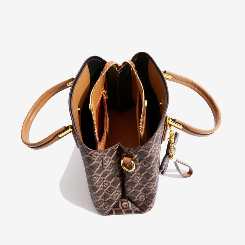 Newposs 2023 New Fashion Women Handbags Tassel PU Leather Totes Bag Top-handle Embroidery Bag Shoulder Bag Lady Simple Style