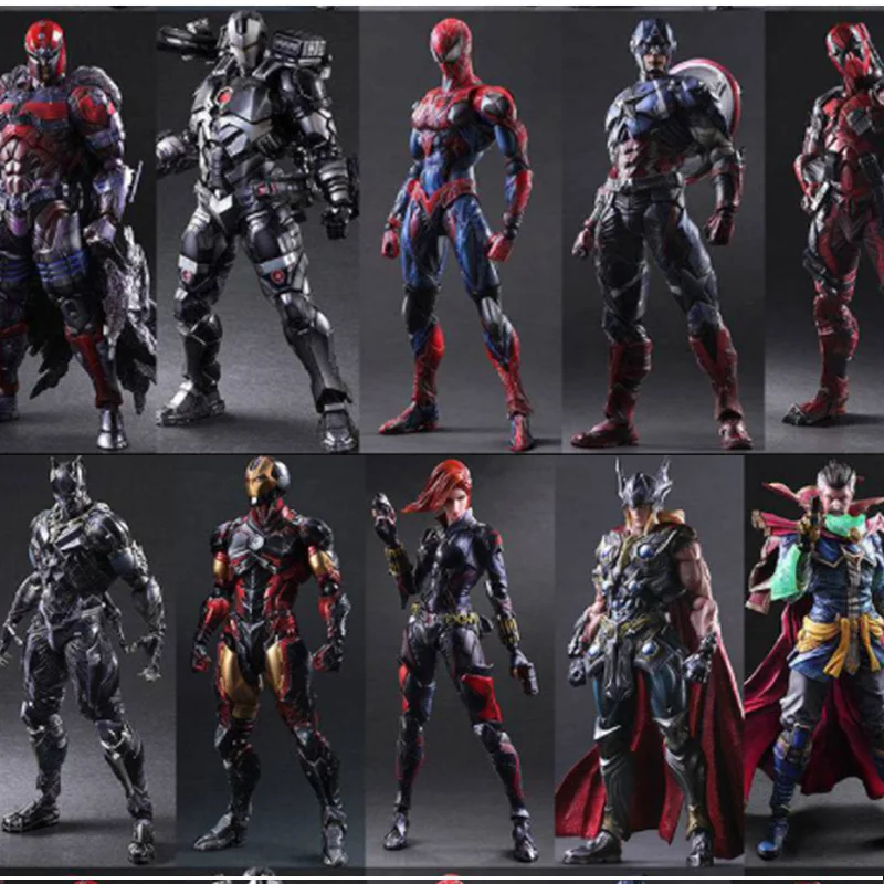 

Play Arts Marvel Black Spiderman Joker Quinn Iron Man Deadpool Wolverine Model Captain America Action Figures Toy Doll Gift