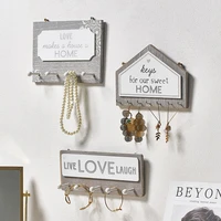 creative wooden hooks wall decoration modern rural style key storage rack letter sign personalized listing home decoration