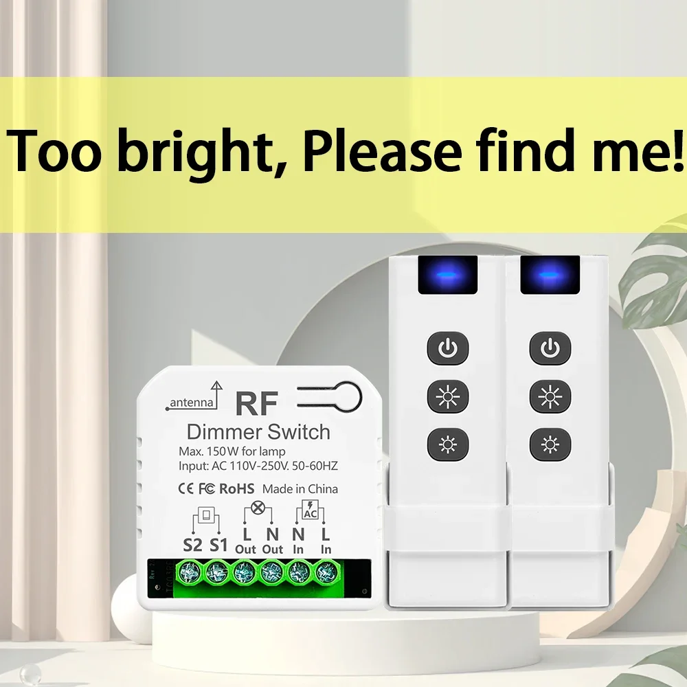 Беспроводной диммер RF433 220В для LED и галогеновых ламп