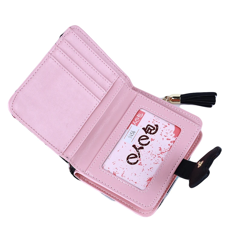 Tassel Cartoon Cat Women Wallet Printing PU Leather Women Wallet Brand Designed Coin Purse Female Card Holder Cute Girl Wallet
