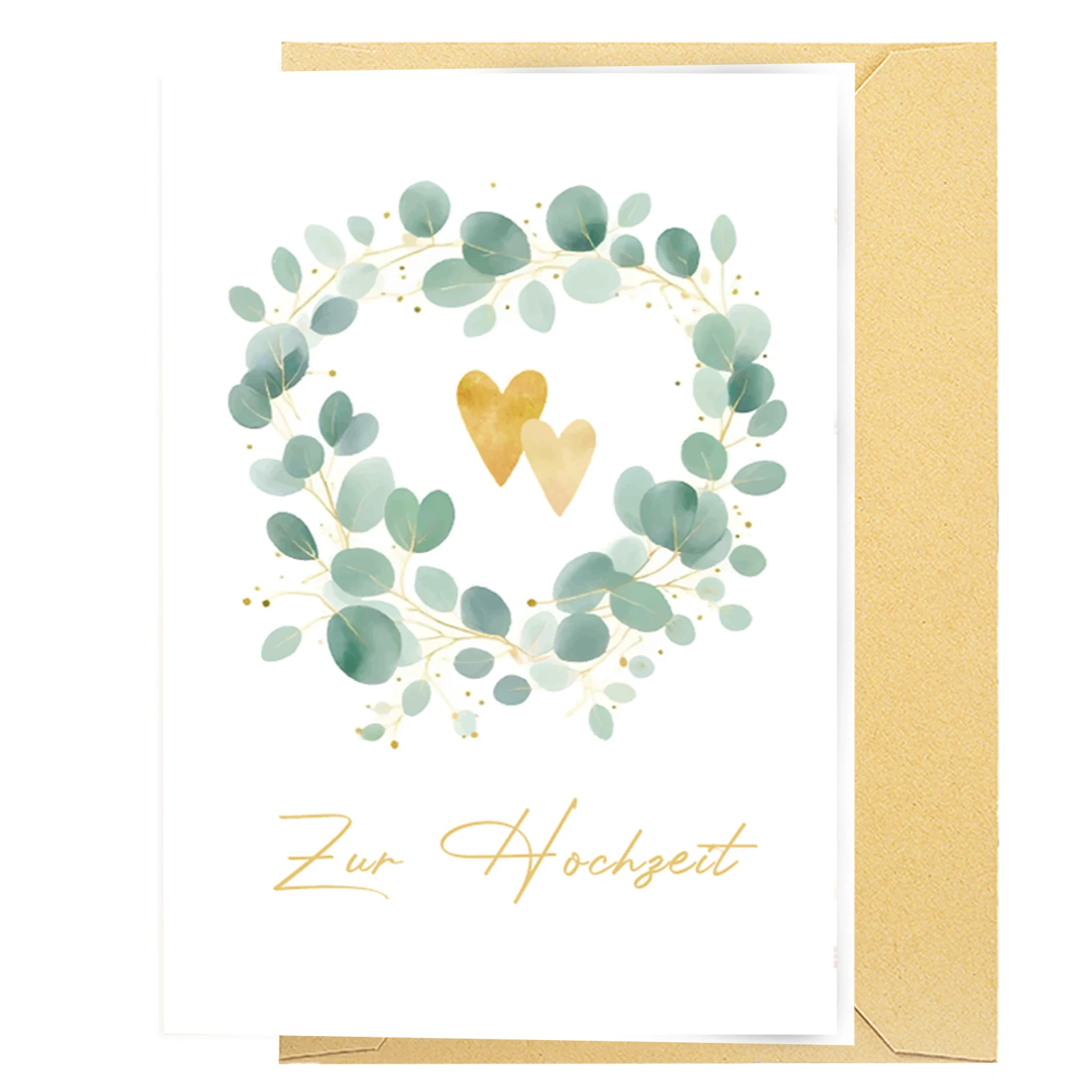 Элегантная Цветочная Свадебная поздравительная открытка с крафт-конвертом