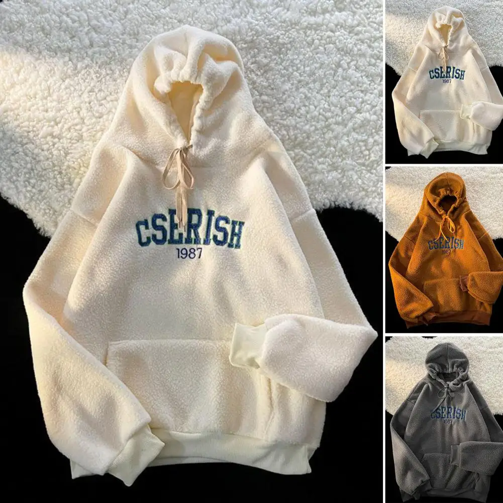 

Модная плюшевая толстовка с эластичными манжетами, ветрозащитная дышащая мужская весенне-осенняя плюшевая свободная толстовка с капюшоно...