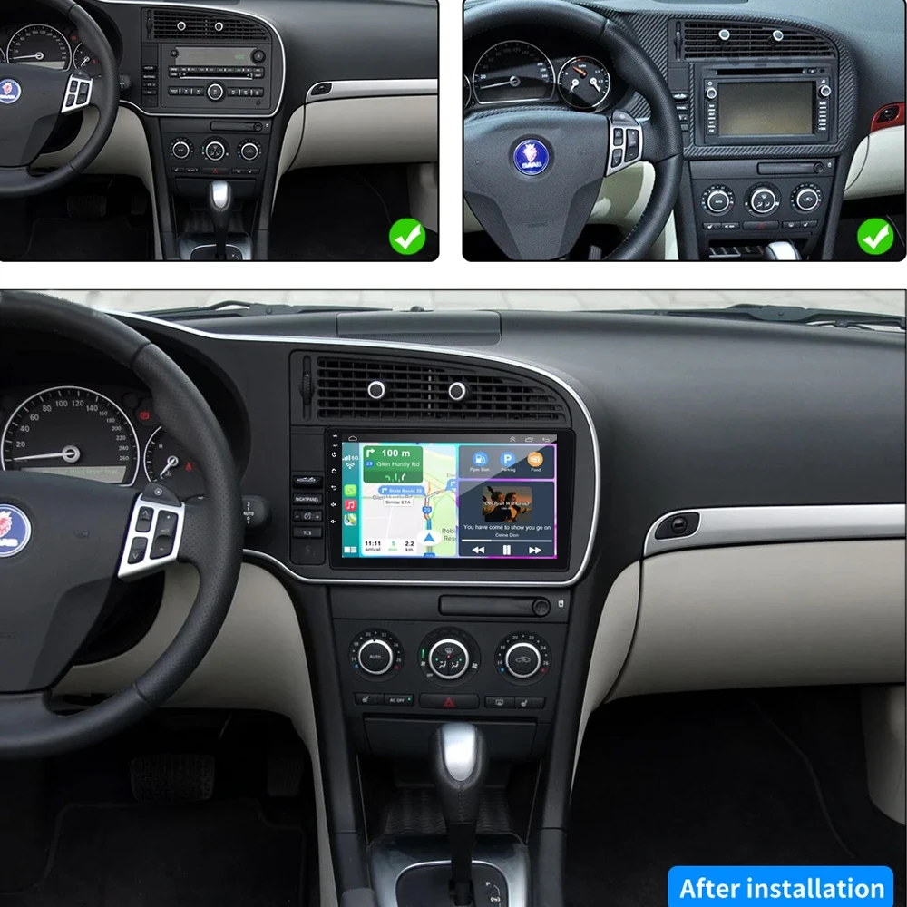 Фото Автомобильный радиоприемник Android 15 для Saab 93 2007-2011, мультимедийный видеоплеер, GPS, авторадио, навигация, стерео радио, 5G DVD 4G WIFI №2