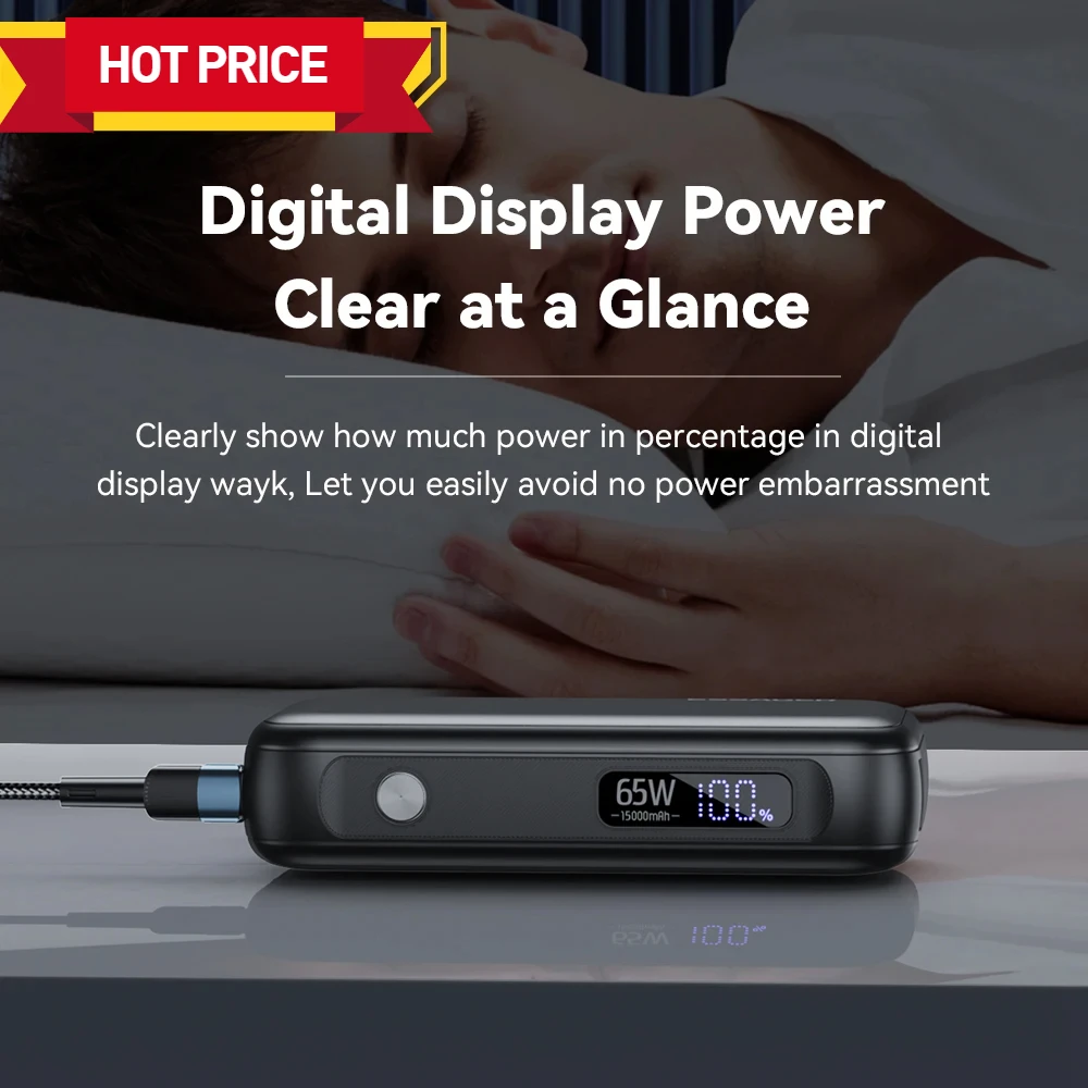 15000 мАч с кабелем USB C Power Bank Портативный запасной аккумулятор для IPhone IPad Macbook 65 Вт