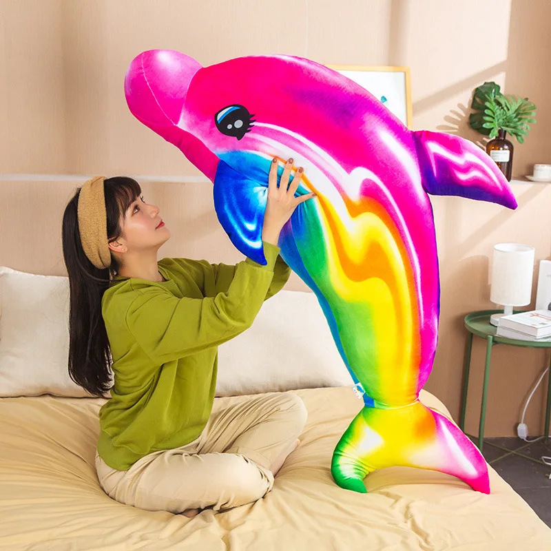 

Hot Sale Rainbow Dolphin Plush Toy Cartoon Fish Stuffed Doll Baby Sleeping Appease Toys Kids Girl Room Decor Photography Props