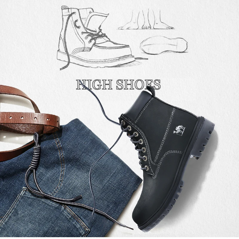 GOLDEN CAMEL Original Men's Boots Cushion Fashion Luxury Leather Shoes for Men 2023 New Martin Ankle Boot Tooling Textured Scrub