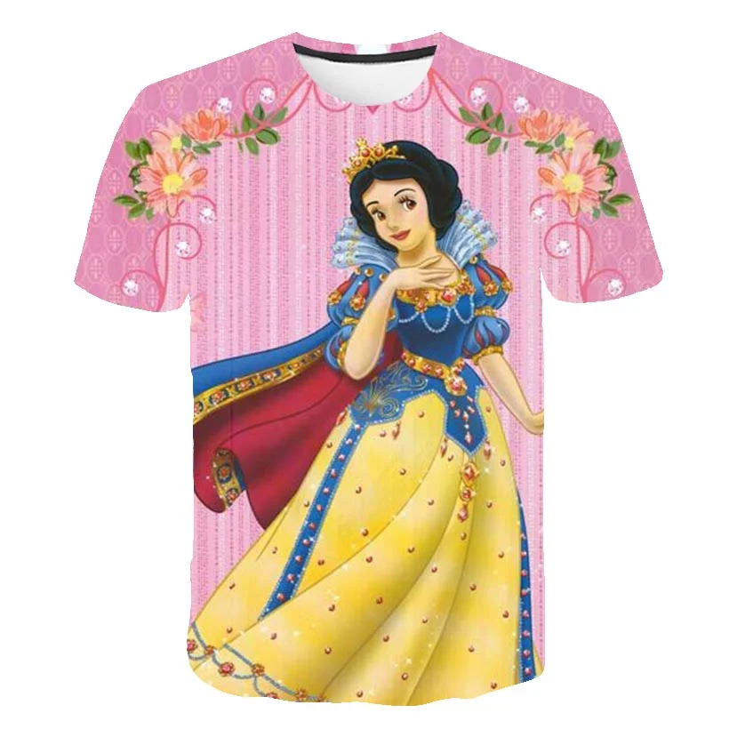 

Детские белоснежные футболки Disney, футболки с коротким рукавом для девочек, белоснежные Мультяшные футболки, детские повседневные футболки с принтом из сериала Disney