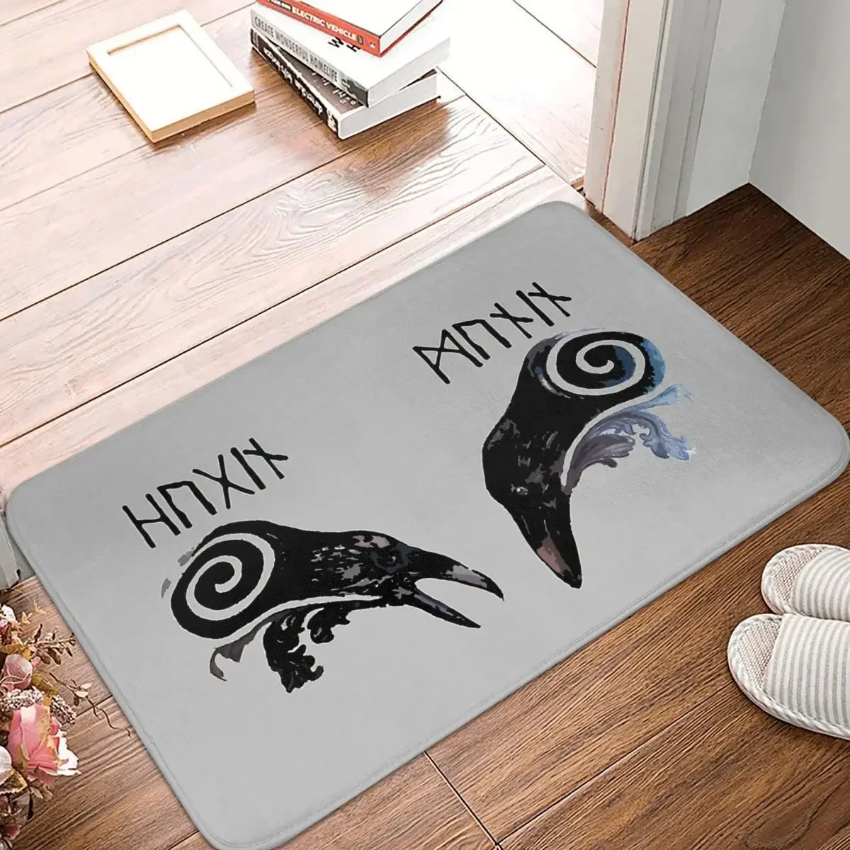 Противоскользящий дверной коврик викингов вальгалла ковер Хугин мунин для