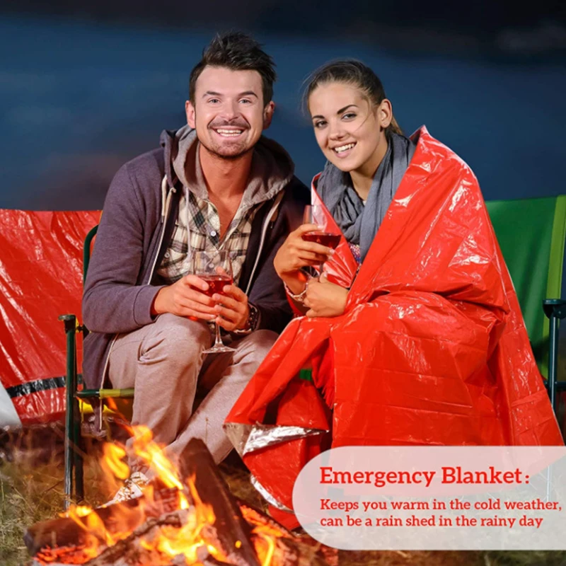 

Outdoor Emergency Blanket Survive Sleeping Bag First Aid Military Rescue Kit Camping Hiking Windproof Waterproof Thermal Blanket
